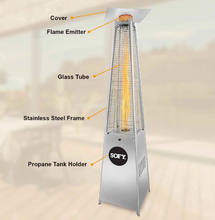 Picture of 2.2m Stainless Steel  Flame Patio Heater  with wheels