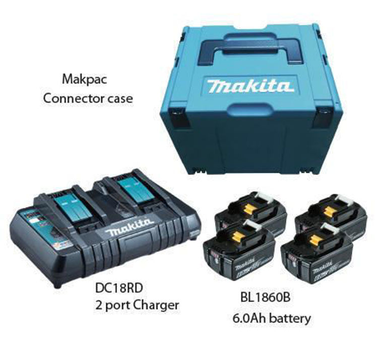 Picture of MAKITA | POWER SOURCE KIT ( 4 Battery + 1 Charger ) | 18V 6.0 Ah | MKP3PG184
