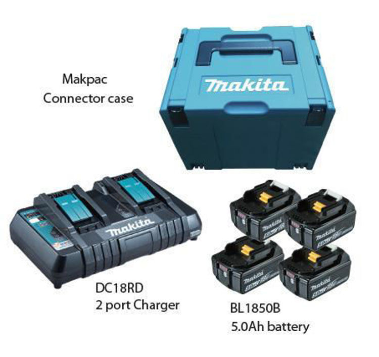 Picture of MAKITA | POWER SOURCE KIT ( 4 Battery + 1 Dual Port Charger ) | 18V 5.0 Ah | MKP3PT184