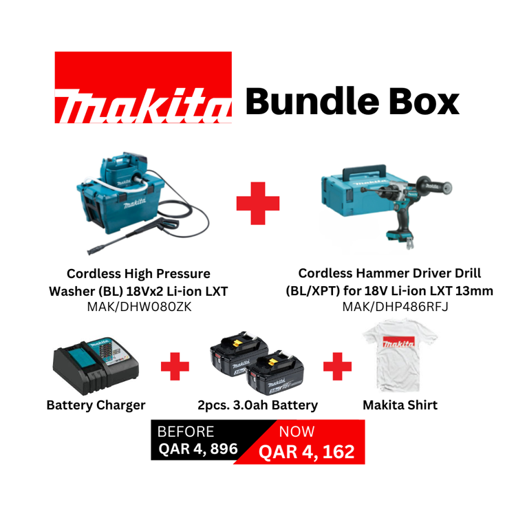 Picture of ECOM25-COMBO-2  |  High Pressure Washer Battery Operated + Cordless Hammer Driver Drill + 2 Battery + 1 Charger + T Shirt